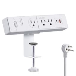 50W Desk Clamp Power Strip with USB-C 30W PD, SUREANCE Desktop Mount Surge Protector, Fits Max 2.5" 