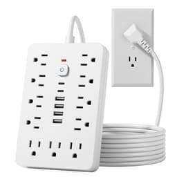 15 FT Flat Plug Surge Protector Power Strip,11 AC Outlets with 6 USB Ports