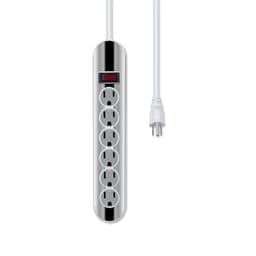 The OSKOS 6-Outlet Workshop Power Strip Features a Durable Metal housing with a Plated Surface Treat