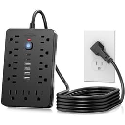 6 FT Flat Plug Surge Protector Power Strip,11 AC Outlets with 6 USB Ports