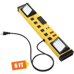 Tellegloww 6 Outlets Power Strip with LED Worklight, Yellow Black