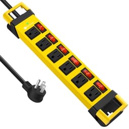 HEZI Heavy Duty Power Strip with 1200J Surge Protector,14 Gauge,Yellow,10FT