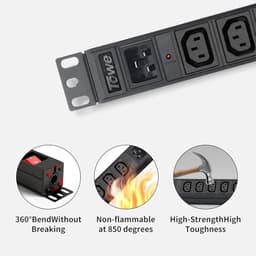 Power Strip, 8 Outlets IEC C13 Metal PDU Power Strip,Built-in C20 Outlet Extender Heavy Duty, 16A 25