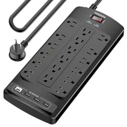 18 Outlets Surge Protector Power Strip - 10 Feet Flat Plug Heavy Duty Extension Cord with 18 Widely 