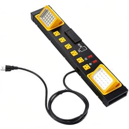 Tellegloww 6 Outlets Power Strip with LED Worklight, Black