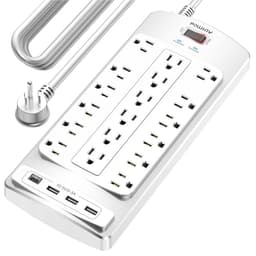 18 Outlets Surge Protector Power Strip - 20 Feet Flat Plug Heavy Duty Extension Cord with 18 Widely 