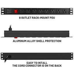 2PCS Power Strip Surge Protector Rack-Mount PDU, 8 Right Angle Outlets Wide-Spaced, Mountable Power 