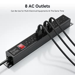 Heavy Duty Power Strip,8 Outlet Metal Power Strips Wall Mount, 1.6 inch Wide Spaced Industrial Surge