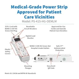 Tripp Lite Eaton Medical Hospital Power Strip for Patient Care Vicinity, UL 1363A Certified, 4 Outle