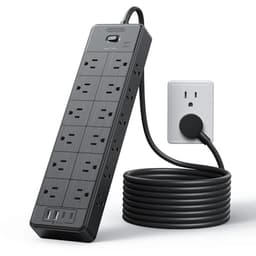 Large Power Strip Surge Protector, NTONPOWER 10FT Extension Cord with 24 AC Outlets, 1875W/15A, 4000