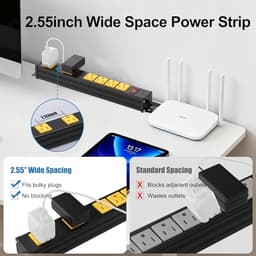 6 Outlets Long Metal Power Strip, 6FT 14AWG Cord