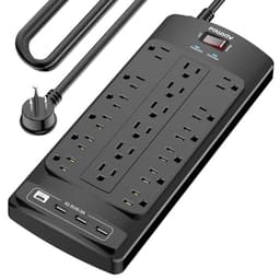 18 Outlets Surge Protector Power Strip - 15 Feet Flat Plug Heavy Duty Extension Cord with 18 Widely 