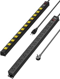12-Outlet Heavy Duty Power Strip,Metal and PDU Power Strip with Surge Protector,14 AWG 6Ft Long Cord