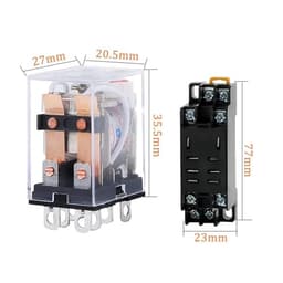 5PCS HH62 LY2NJ DPDT 8Pin Miniature Relay with Socket Base DC12V DC24V AC110V AC220V 10A JQX-13F Ser