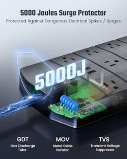 Power Strip,SUPERDANNY 5000 Joules Surge Protector with 13 AC Outlets 2 USB-A & 2 USB-C+ 5ft Power S