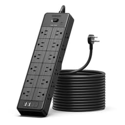 24 Widely Outlets Extension Cord 15 Ft NTONPOWER 15A/1875W Power Strips,Black Extension Cord with 4 