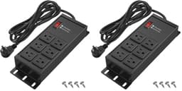 Heavy Duty Surge Protector Power Strip Black, 6 Outlets, 6FT (Pack of 2)