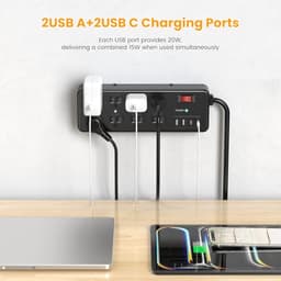 HEZI Magnetic Heavy Duty Power Strip with 2700J Surge Protector,20W,8AC