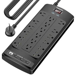 18 Outlets Surge Protector Power Strip - 20 Feet Flat Plug Heavy Duty Extension Cord with 18 Widely 