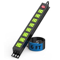 Metal 8 Outlet Mountable Power Strip, Wall Mount Outlet Power Strips Heavy Duty, Commercial Shop Pow