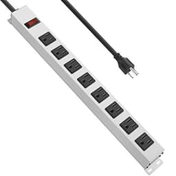 Metal Long 8 Outlet Power Strip Surge Protector, White, 10 FT, 1
