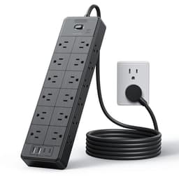 Large Power Strip Surge Protector, NTONPOWER 5FT Extension Cord with 24 AC Outlets, 1875W/15A, 4000 