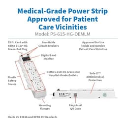 Tripp Lite Eaton Medical Hospital Power Strip for Patient Care Vicinity, UL 1363A Certified, 6 Outle