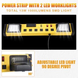 Tellegloww 6 Outlets Power Strip with LED Worklight, Yellow Black