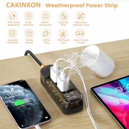 Outdoor Power Strip Weatherproof 10 FT Extension Cord Waterproof Surge Protector Power Strip, 3 AC O