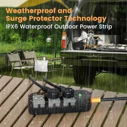 Outdoor Power Strip Weatherproof 10 FT Extension Cord Waterproof Surge Protector Power Strip, 3 AC O
