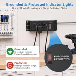 Heavy Duty Surge Protector Power Strip Black, 6 Outlets, 6FT