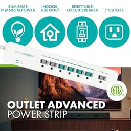 Advanced Power Strip SC73T1, Surge Protector with Multiple Outlets, White Extension Cord for Electro