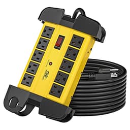 10-Outlet Heavy Duty Power Strip Metal Surge Protector, 15A, 15FT Cord