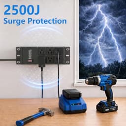 Heavy Duty Surge Protector Power Strip Black, 6 Outlets, 6FT