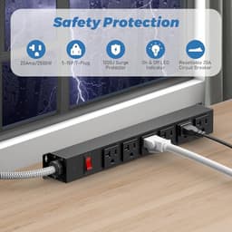 HEZI 20 Amp Power Strip with 1200J Surge Protector,12 Gauge Extension Cord
