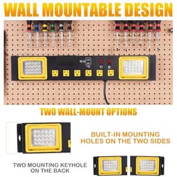 Tellegloww 6 Outlets Power Strip with LED Worklight, Black