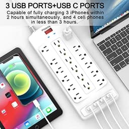 18 Outlets Surge Protector Power Strip - 20 Feet Flat Plug Heavy Duty Extension Cord with 18 Widely 