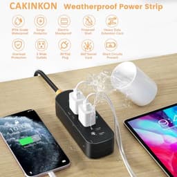 Outdoor Surge Protector Waterproof Power Strip Weatherproof 10 FT Extension Cord Power Strip, 3 AC O
