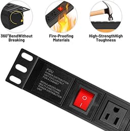 Power Strip Surge Protector Rack-Mount PDU, 8 Right Angle Outlets Wide-Spaced, Mountable Power Strip