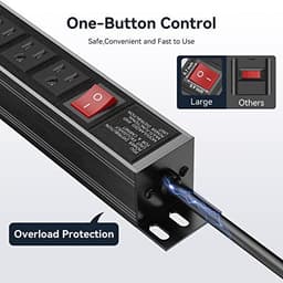 Heavy Duty Power Strip,8 Outlet Metal Power Strips Wall Mount, 1.6 inch Wide Spaced Industrial Surge