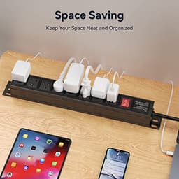 Heavy Duty Power Strip,8 Outlet Metal Power Strips Wall Mount, 1.6 inch Wide Spaced Industrial Surge