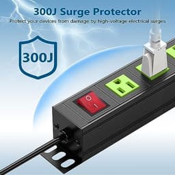 Metal 8 Outlet Mountable Power Strip, Wall Mount Outlet Power Strips Heavy Duty, Commercial Shop Pow