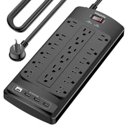 18 Outlets Surge Protector Power Strip - 15 Feet Flat Plug Heavy Duty Extension Cord with 18 Widely 