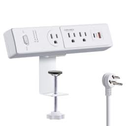 50W Desk Clamp Power Strip with USB-C 30W PD, SUREANCE Desktop Mount Surge Protector, Fits Max 2.5" 