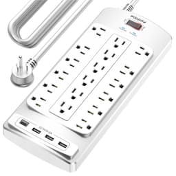 18 Outlets Surge Protector Power Strip - 20 Feet Flat Plug Heavy Duty Extension Cord with 18 Widely 