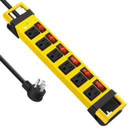 HEZI Heavy Duty Power Strip with 1200J Surge Protector,14 Gauge,Yellow,10FT