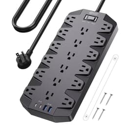 SUPERDANNY 18 AC Power Strip Surge Protector, 6.5FT, Flat Plug, 1875W/15A