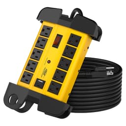 10-Outlet Heavy Duty Power Strip with USB (3.4A), 15FT, ETL Listed