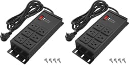 Heavy Duty Surge Protector Power Strip Black, 6 Outlets, 6FT (Pack of 2)