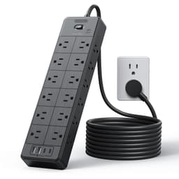 Large Power Strip Surge Protector, NTONPOWER 10FT Extension Cord with 24 AC Outlets, 1875W/15A, 4000